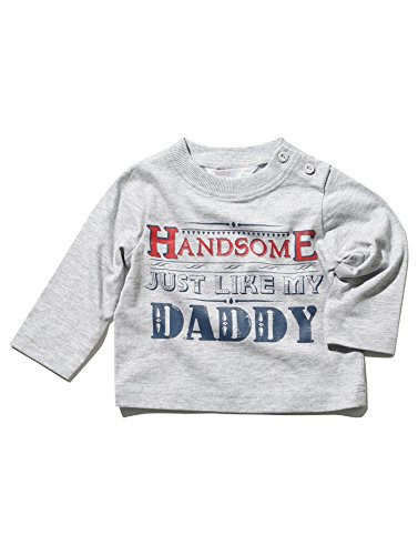 M&Co Baby Boy Long Sleeve Handsome Like Daddy Slogan Print Casual T-Shirt Grey Marl 12/18 Mnth