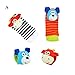 Eleery 4 Pcs Unisex Baby Animal Rattle Toys Wrist Bands & Foot Socks Newborn Feet Finder Developmental Toys Foot Wear Accessories