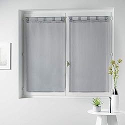 douceur d'intérieur paire droite passants 2x60x120cm voile raye horizon gris