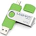 Produktbild LEIZHAN USB-Stick 2.0 32G OTG (On the Go) Dual Port (USB 2.0 und Micro USB) Swivel USB Memory Stick Flash-Laufwerk externe Pendrive für Android Smartphone Tablet & PC Grün