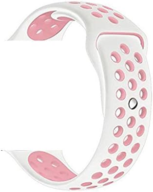 For Apple Watch Sport Band, Soft Silicone Quick Release Replacement Strap for Apple iWatch Series 1 Series 2 ZONEYILA (M/L 42mm, White / Light Pink)