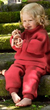 Engel - Baby Waist Trousers Long, Fleece8-15 months (Height 28-31) (74/80), Hibiscus, 100% Organic Merino Wool