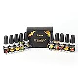 Salcar® 10 Pack 10ml E-Liquid für E-Zigarette, 0,0mg Nikotin, Apfel, Ananas, Banane, Blaubeere, Orange, Pfirsich, Traube, Wassermelone, Kirsche, Kiwi-smoothie - 