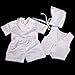 Dressy Daisy Baby Boys' 4 Pcs Satin Baptism Christening Suit With Bonnet Short Sleeves Infant Size 6-9 Months White