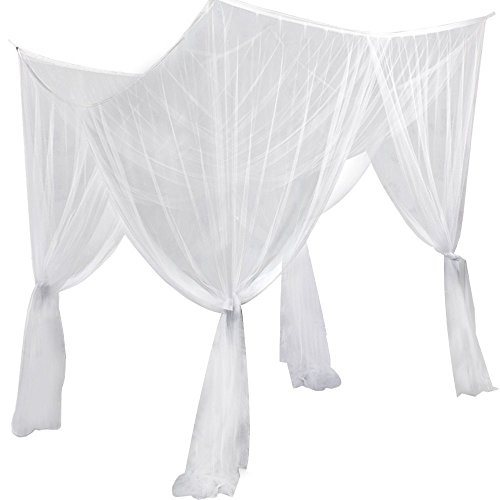 Smallwise Trading White Colour Four Corner Poster Bed Canopy