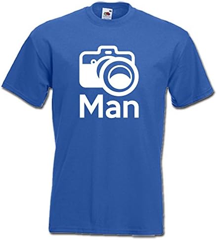 CAMERA MAN photographer, funny professional DLSR digital camera graphic, mens T-shirt, Blue, XXL
