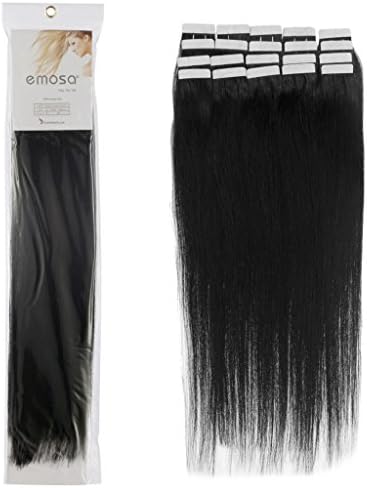 Emosa Tape in Skin Seamless Stright PU Human Hair Extensions 40pcs 100g #01 Jet Black