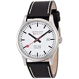 Mondaine Men's Quartz Watch with White Dial Analogue Display and Black Leather Strap A667.30308.16SBB