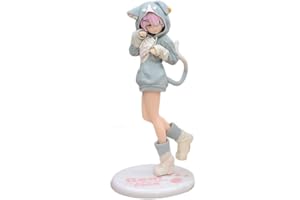 Jiumaocleu RAM Figur Statue – 20 cm Ramu Figur Modell Katzenohren Dienstmädchen Ver Anime Figur Skulptur Spielzeug Handgemachtes Sammlerstück Desktop Dekoration für Fans