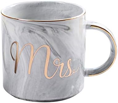 Beautiful Marbel Pattern Ceramic Water Mug Letter Printed Coffee Cup for Home Office Best Gift for Lovers