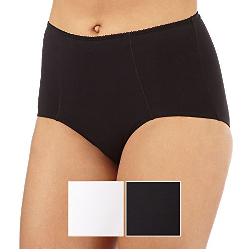 Debenhams Pack Of 2 Black And White Cotton High Leg Shaping Briefs 20