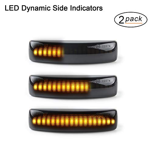 Intermitentes laterales LED Gempro 2 X dinámica LED Intermitentes laterales ámbar 18 SMD con no polaridad CAN-bus Libre de errores OE Socket Fumar para Discovery3 4 Freeland2 Sport