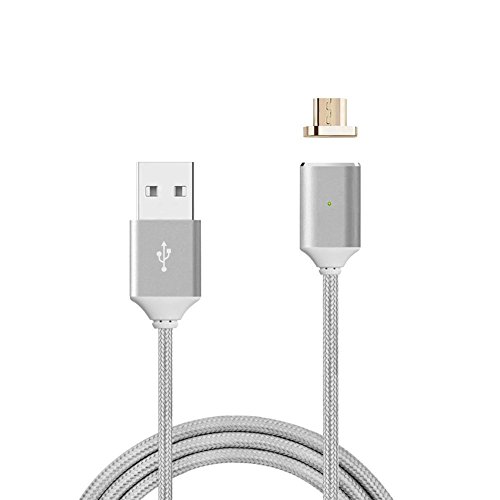 Magnetische Micro USB Kabel Nylon, BeneStellar (2 Pack 2m) High Speed USB 2.0 A Male auf Micro B Magnetische Synchronisations und Ladekabel für Android, Samsung, Huawei, HTC, Sony, Nexus, Xiaomi und mehr(Silber 6ft) - 2