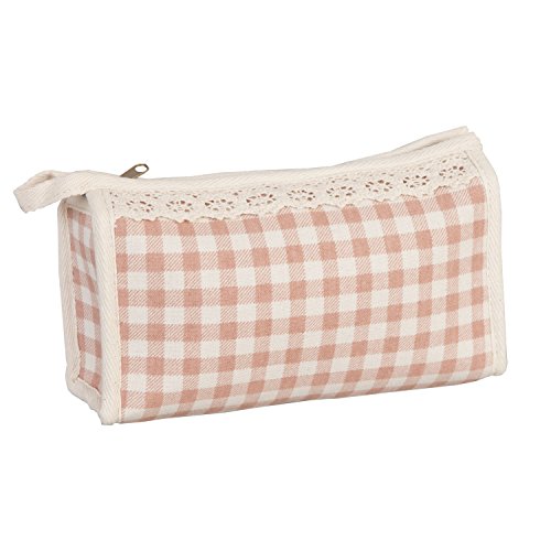 Clayre & Eef FAP0084 Tasche Kosmetiktasche Schminktäschchen Schminktasche Kulturbeutel rosa kariert ca. 20 x 13 cm