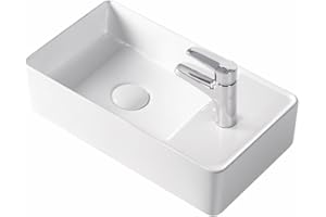 STILFORM Gäste WC Waschbecken Keramik für Wandmontage oder Aufsatzwaschbecken mit Hahnloch in 46 x 25 cm in Brillant Weiß oder Schwarz matt| Waschbecken mit Lotus-Effekt