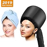 Bonnet Hood Hair Dryer Attachment with Blue Towel,Drying Cap Hand Free Adjustable for Care Deep Conditioning