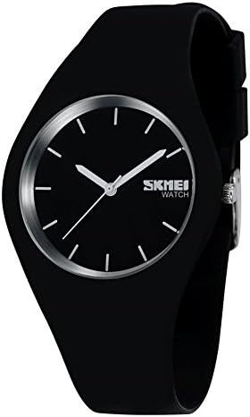 Toopot Mens Sports Casual Women's Analog Quartz Water Resistant Fashion Silicone Strap Watch Unisex Simple Watch with Red Band for Boys or Girls (BLACK)