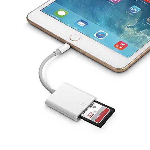SD Kartenleser Lightning OKCS Card-Reader Kartenlesegerät – Übertragung von Fotos – für Apple iPhone 7, 7 Plus, SE, 6, 6 Plus, 6s, 6s Plus, 5, 5c, 5s, iPad Mini, 2, 3, 4, Air, 2, Pro iOS 10.3 - 2