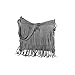 Produktbild OBC MADE IN ITALY DAMEN LEDER TASCHE Wildleder Fransen Schultertasche Umhängetasche Crossbody Henkeltasche CrossOver (Grau)