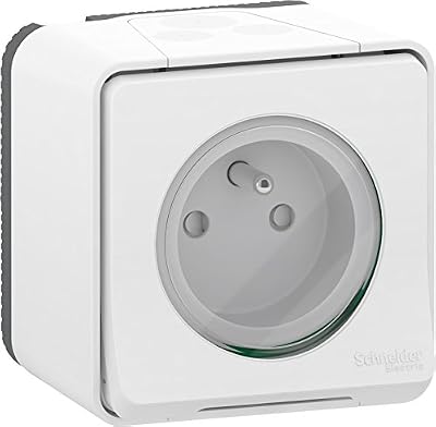 Schneider Electric SC5SHN0212465 mureva Styl Prise de courant 2p+t saillie Ip55 ik08 connexion automatique 250 V, Blanc