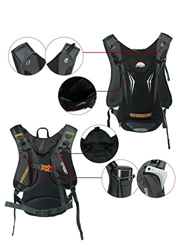 ICREAT Fahrrad Rucksack Fahrradrucksack Trinkrucksack Halter Trinksystem Sicherheitswesten, ohne Trinkrucksack nur Rucksack, 13 Liter Schwarz - 3