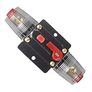 WOHHOM 30A 40A 50A 60A 80A 100A 150A Audio Circuit Breaker Auto Car Stereo Inline Fuse Holders Inverter, Manual Reset 12V-24V DC for Automotive Marine Boat Audio System Protection (20A)