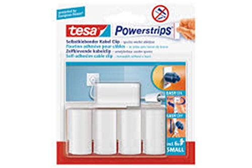 tesa Powerstrips Kabel Clip, weiß, 5 Stück