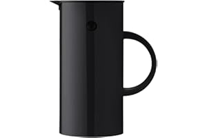 Stelton Isolierkanne EM77 0,5 liter - Doppelwandige Isolierkanne für heiße/kalte Getränke - Tee- & Kaffeekanne mit Glaseinsatz, Magnetverschluss, Schraubdeckel, Vintage-Design - 0,5 Liter, Schwarz