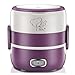 Produktbild Sarazong Elektrische Brotdose, Doppelschicht Kochen Isolation Brotdose Steckbare Heizung Tragbare Elektrische Brotdose Edelstahl Innen,Purple