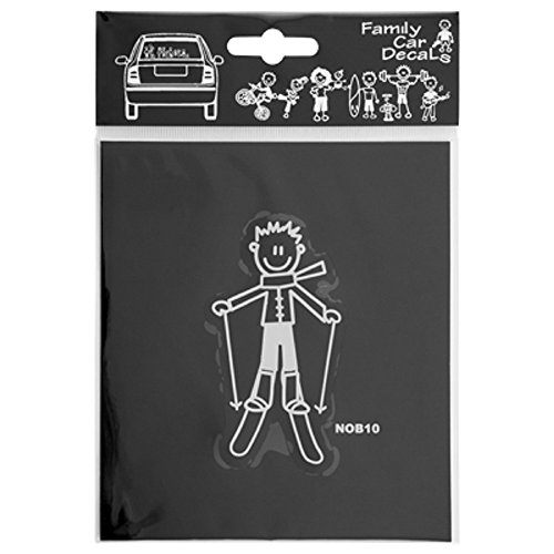 Family Car Decals ADH06659 Pegatina Familia Niño Esquiar Nieve para Coche tamaño 8 cm Alto, ESQUIS