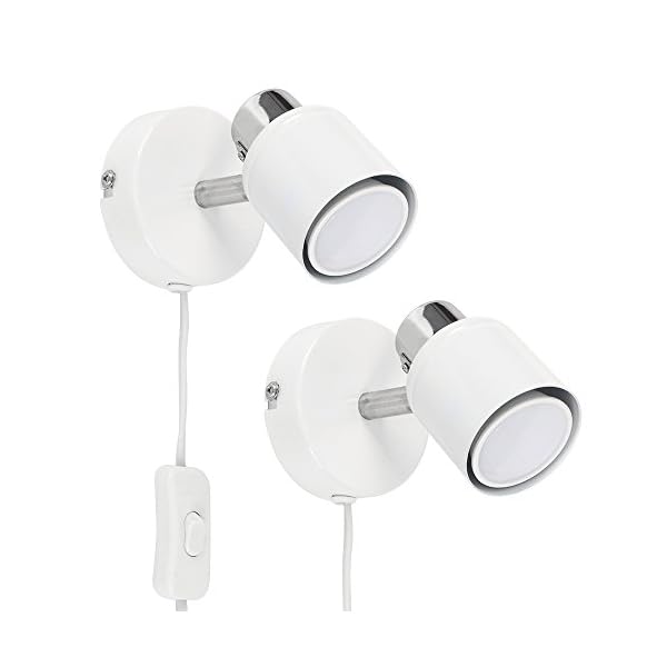 Modern Single Adjustable Ceiling/Wall Spotlight with Practical Plug, Cable and Switch