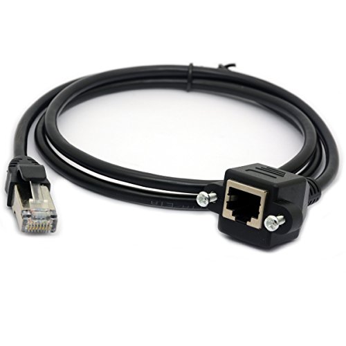 1 m RJ45 Ethernet Verlängerung Kabel Cat 5e/5 CAT 6 STECKER AUF BUCHSE geschirmt Schraube Panel Mount Internet LAN Netzwerk führen - 5