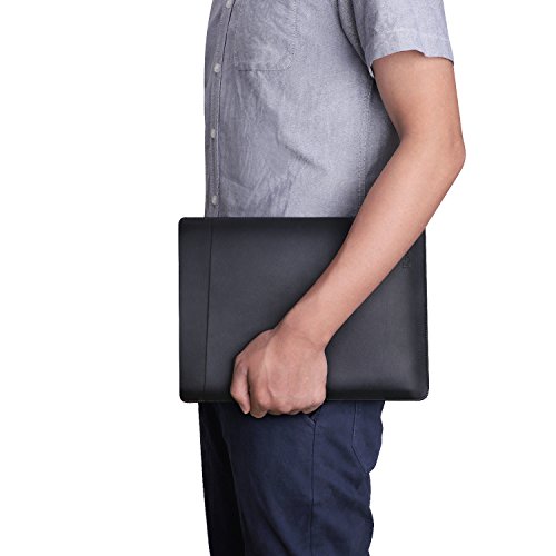 EooCoo Laptop-Tasche  Mikrofaser Lederh  lle Tasche f  r Macbook 12 Zoll - Black
