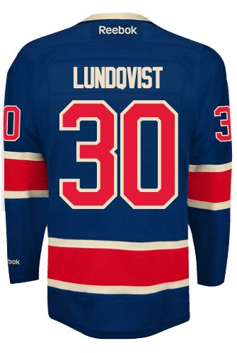 Reebok Henrik Lundqvist York Rangers Premier Tercer Jersey NHL Réplica, Azul