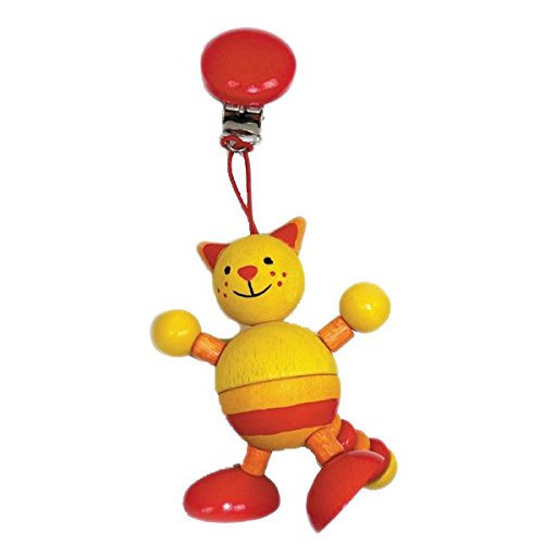 Hess Wooden Baby Toy Figurine Chain Cat Clip On