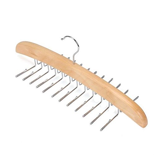 LEMAIKJ Perchas y Colgadores para Corbatas de Madera Tie Rack Hanger Cinturón Bufanda Holder Tie Organizador con 24 Ganchos