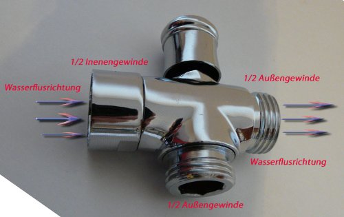 2-Wege Umstellventil für Aufputz. Ventil Umschalter 1/2 IG auf 1/2 AG (Ventil01) - 2
