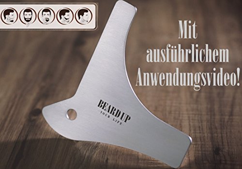 Premium Bartpflege Set | Edelstahl Bart Schablone und Bartbürste | Rasur und Pflege wie vom Barbier | gleichmäßiges auftragen von Bartöl | wohltuende Massage durch abgestufte Wildschweinborsten | Styling rasieren und trimmen leichtgemacht | Made in Germany | Anleitungsvideo | Gratis E-Book - 3
