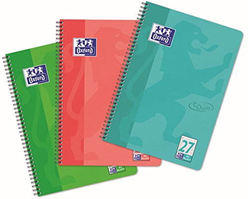 Oxford400091924 Touch Notepad A4 Pack of 10 Assorted 80 Sheets Ruled Double Margin Notepad Writing Pad School Notepad