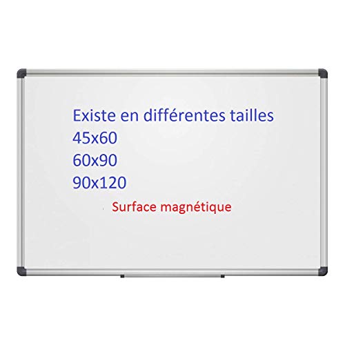 Tableau blanc laqué gamme professionnelle Classic | magnétique | cadre aluminium - 120 x 90 cm