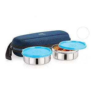 Cello Max Fresh Super Steel Lunch Box Set, 2-Pieces, Blue