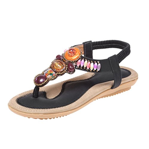 UFACE Damen Flache Sandalen Im Bohemian Style Frauen Sommer Bohemia Leder Peep-Toe Schuhe Casual Ethnischen (39, Schwarz) UFACE Damen Flache Sandalen Im Bohemian Style Frauen Sommer Bohemia Leder Peep-Toe Schuhe Casual Ethnischen (39, Schwarz)