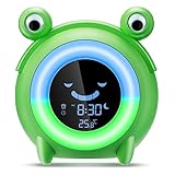 Zerotop Kids Alarm Clock, Sleep Trainer Clock Sun & Moon Rise Kids Toddler Clock Children's Sound Machine Wake Up Light & Colorful Night Light Teach Kids Day & Night Digital Usb Powered Bedside Clock