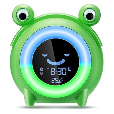 Zerotop Kids Alarm Clock, Sleep Trainer Clock Sun & Moon Rise Kids Toddler Clock Children's Sound Machine Wake Up Light & Colorful Night Light Teach Kids Day & Night Digital Usb Powered Bedside Clock