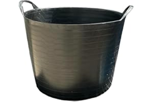 Novostyl 42L Flexi Tubs 1 Pack - Versatile Large Garden Tubs with Handles, Handy Builders Buckets Heavy Duty, Ideal Bath Bucket & Flexi Bucket, Durable Flexible Buckets for Home & Garden ((BLACK))