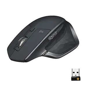 Logitech MX Master 2S Wireless Mouse, Multi-Device, Bluetooth or 2.4GHz Wireless with USB Unifying Receiver, 4000 DPI Any Surface Tracking, 7 Buttons, Fast Rechargeable, Laptop/PC/Mac/iPad OS - Black