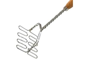 TESTRUT Kartoffelstampfer mit Holzgriff, Metall, Silver