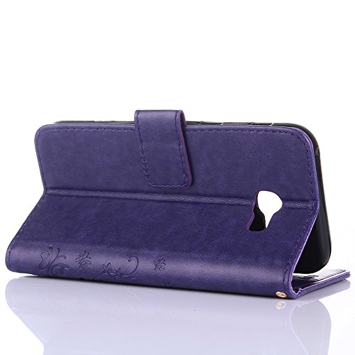 Samsung Galaxy A5 ( 2017 ) Hülle, Samsung Galaxy A5 ( 2017 ) Schutzhülle, Alfort 3 in 1 Lederhülle Fashion Design Premium PU Leder Hohe Qualität Tasche Case Cover Kasten Abdeckung Wallet für Samsung Galaxy A5 ( 2017 ) 5.2″ Smartphone Funktion Standfunktion Unterstützte Telefone und Magnetverschluss mit Schmetterling ( Dunkles Violet ) + Alfort Schwarz Stylus Pen - 4