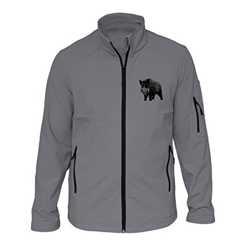 AtooDog Veste de Chasse en Softshell, Sanglier (186, Gris, XXL, AV Manches, AV Manches)