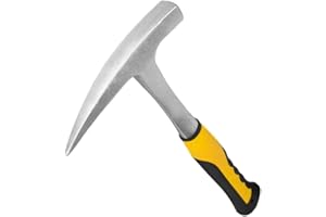 AIRLESS SJG Marteau Géologique, 900 g Marteau à Pic à Double Têteble Tête, Marteau à Bec De Canard, Marteau de Prospection Géologique, Marteau de géologue, Marteau de Maçonnerie pour Études Géologiques（ jaune)